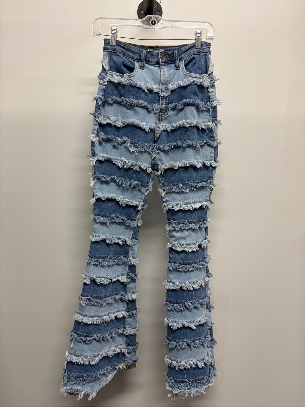 Frayed Stripe Two-Tone Blue Women's Jeans